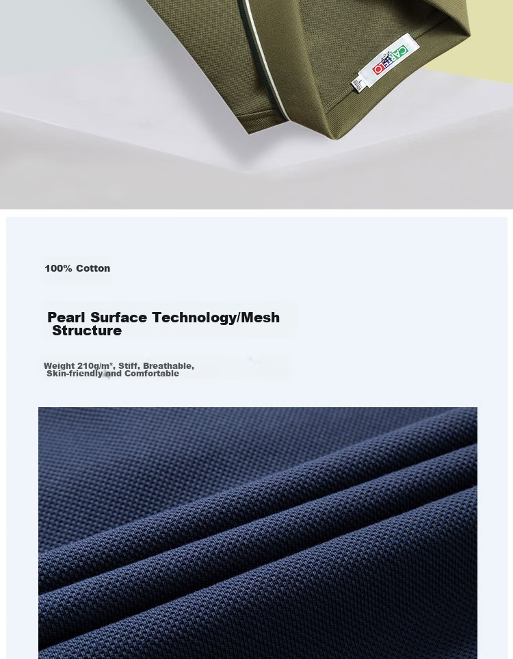 LIMENG Men's Summer Polo Shirt British Style Color-Block Collar Pique Cotton Mesh Military Green M 2