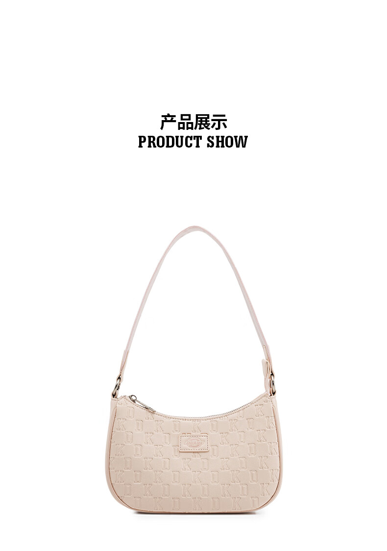 Dickies Women's Shoulder Bag Crossbody Bag Versatile Compact Monogram Print Handheld Underarm Bag Commuter Travel Small Bag Cream Almond White 20
