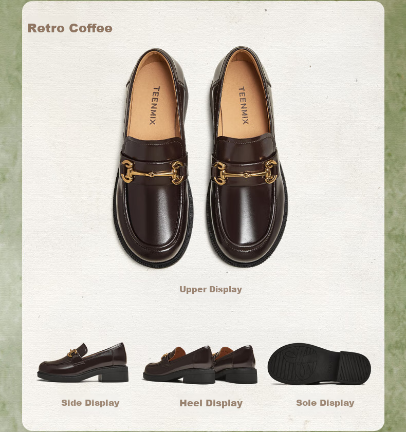 TEENMIX Thick-Soled Loafers, Women's Flats, Same Style As in Shopping Malls, Commuter Leather Shoes 13