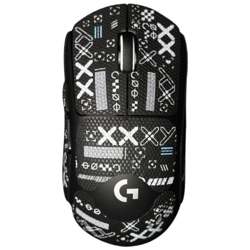 Huoxi Gpw2 Mouse Anti-Slip Sticker, Dog Shit King Second Generation/third Generation/fifth Generation Sticker, Sweat-Absorbing Anti-Slip Anti-Scratch Gaming Mouse Pad, GPW2/3/5 Generation Full Coverage Black Printed Desig