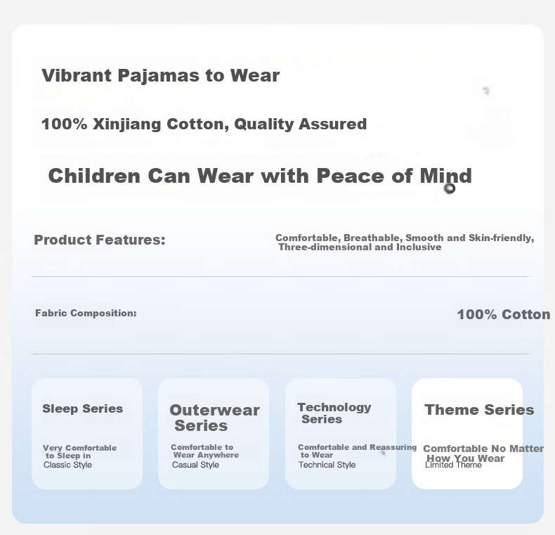 Fenteng Children's Pajamas for Boys, 100% Cotton Spring New Cartoon Sleepwear Set for Older Kids 1