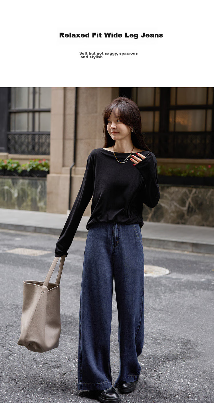 Mt [Selected 100% Lyocell] Spring Lightweight Stylish Wide-Leg Pants with Waist Tie, Comfortable Flattering Jeans for Wome 2