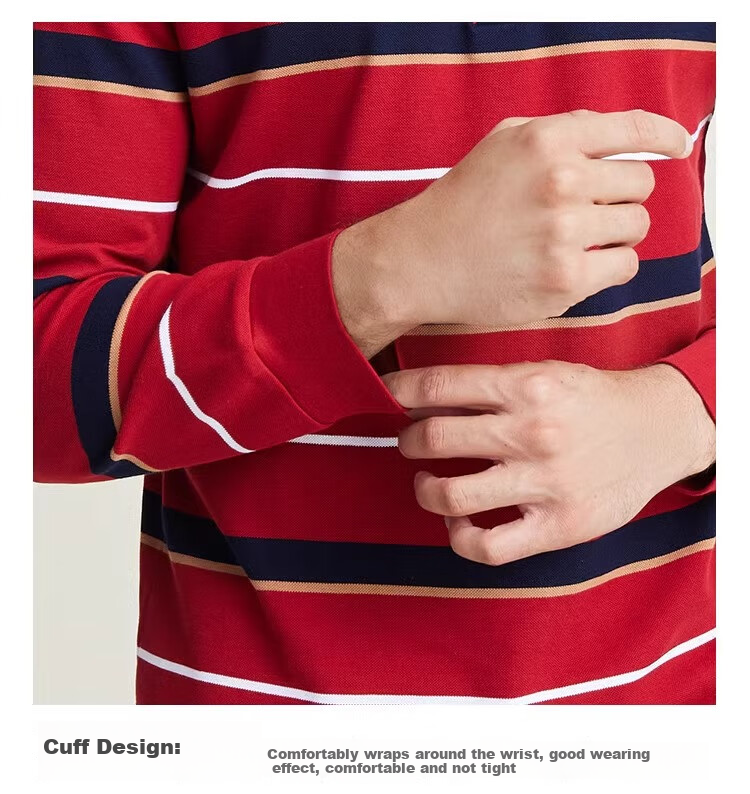 MONTAGUT Men's Long Sleeve Polo Shirt Spring Autumn Pure Cotton Skin-friendly Collar Lightweight Comfortable Breathable T-shirt Navy Blue L(50) 8