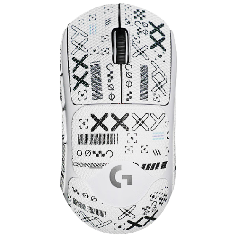 Huoxi Gpw2 Mouse Anti-Slip Sticker, Dog Shit King Second/Third/Fifth Generation Sticker, Sweat-Absorbing Anti-Slip Anti-Scratch Gaming Mouse Pad, GPW2/3/5 Generation Full Coverage White Floral Patter
