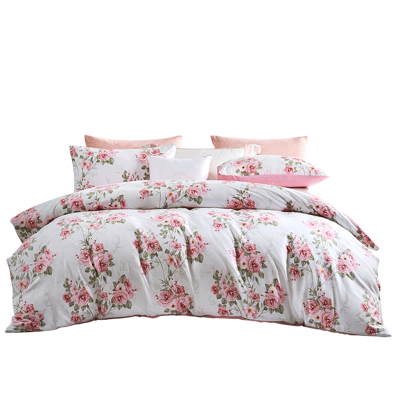 Fuanna Pure Cotton 3-Piece Bedding Set Student Dormitory Single 100% Cotton Sheet and Duvet Cover 152x210cm Pink