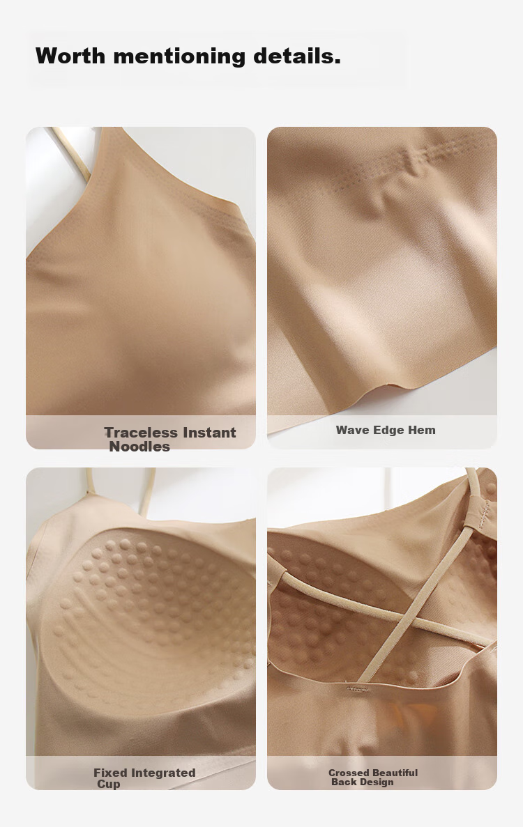 GUJIN Ice Silk Camisole for Women with Built-In Bra Pads, Cross-Back Design, Inner Wear for Blouses, Undershirts And Suit Tops 13