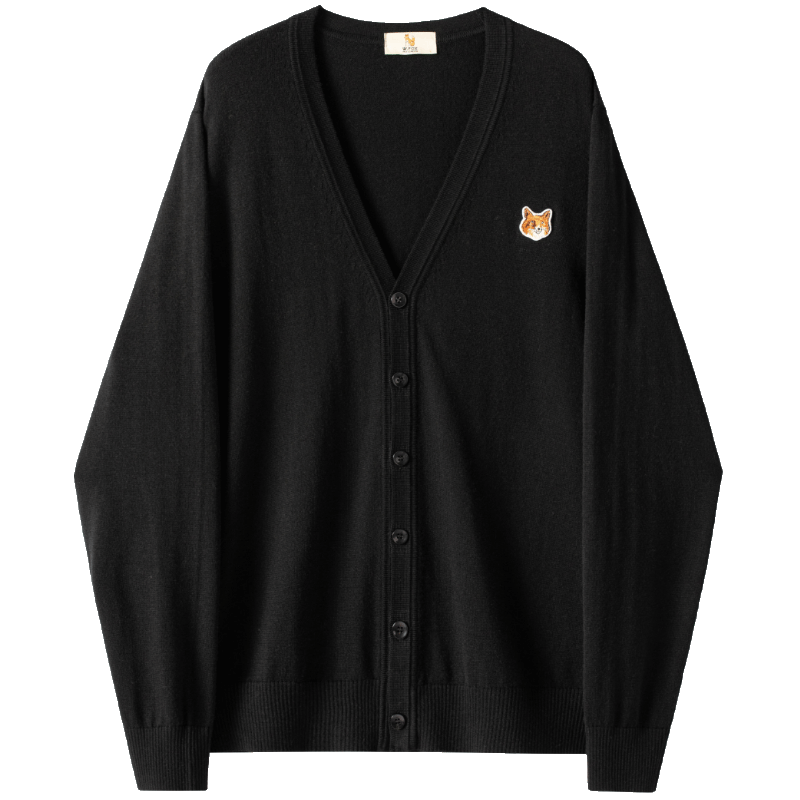 William Fox & Sons Wool Blend Fine Combed Knitted Yarn Classic Retro LOGO Little Fox Head Knitted Cardiga