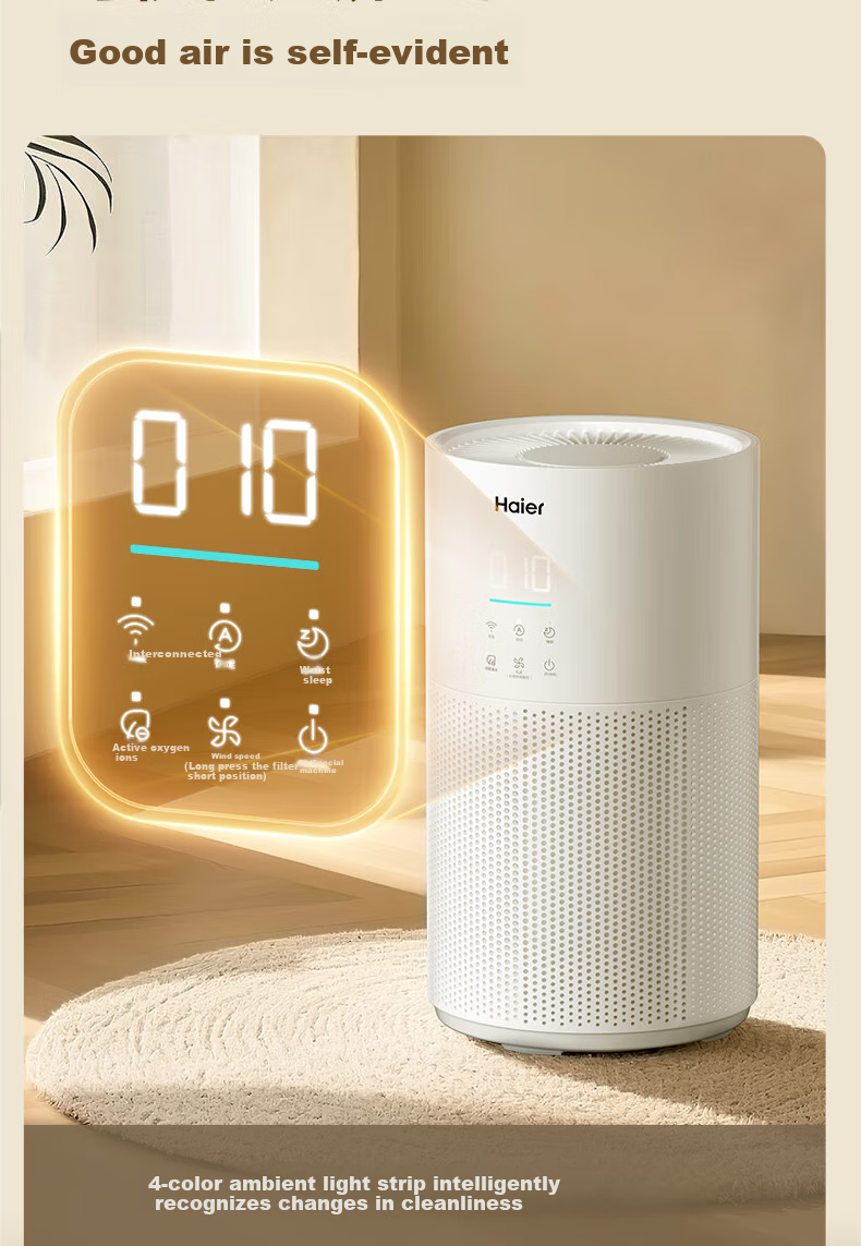 Haier Air Purifier for Home Indoor Use, Removes Formaldehyde, Benzene, Odors, Pets Hair, Disinfects, Kills Germs, Eliminates Allergens, Dust And Smoke Smell KJ320F-Q3U1 9