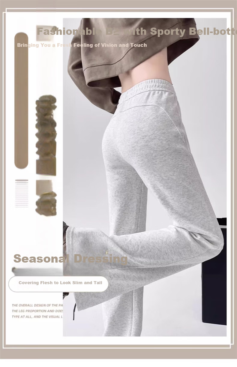 LangSha Women's Micro-Leggings for Spring And Autumn 2026 New Style Versatile High-Waisted Slimming Harem Pants Casual American-Style Flared Sweatpants 1