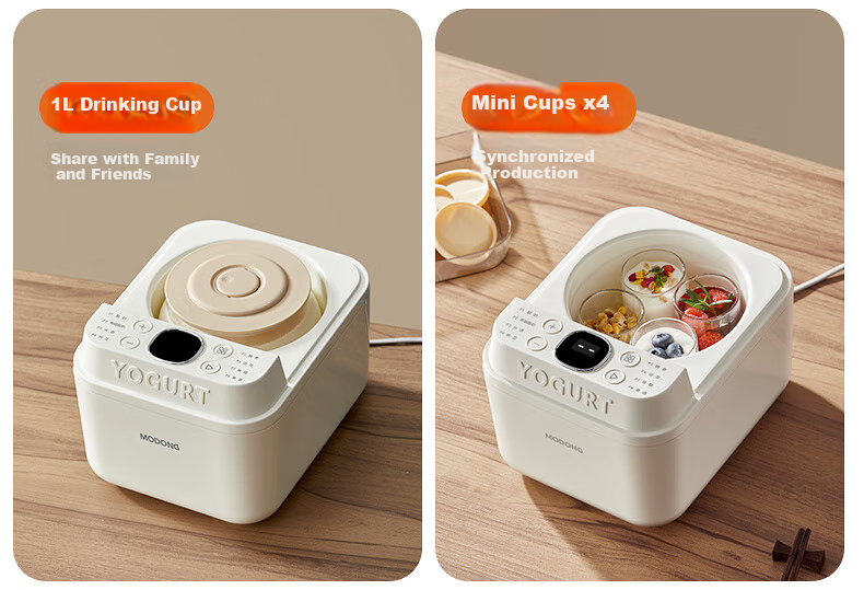 Modong Yogurt Maker, Home Automatic Rice Wine Maker, Baby-Grade 1L All-Glass Inner Tank, Yogurt Fermentation, 4 Cups, MD-SNJ01S 5