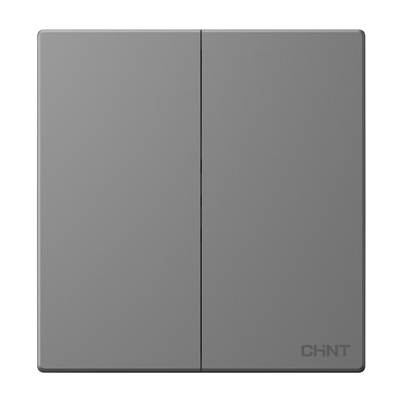 CHNT Switch Socket No-Paint Cream Style Large Panel Socket Faceplate Concealed X1M Two-Gang Single-Control Phantom Silver Gray
