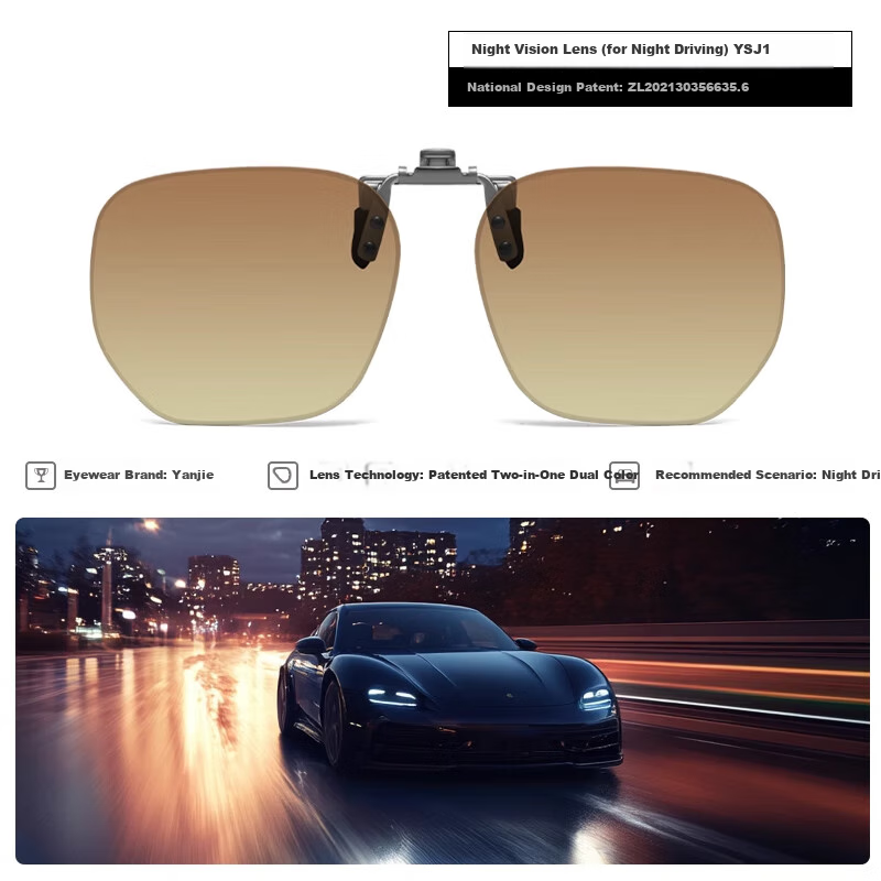 Bertha Gradient Color Driving Clip-On Sunglasses for Men, Nearsighted, Day And Night Use, Specialized for Driving, Sun Protection, Myopia Glasses Adapter
