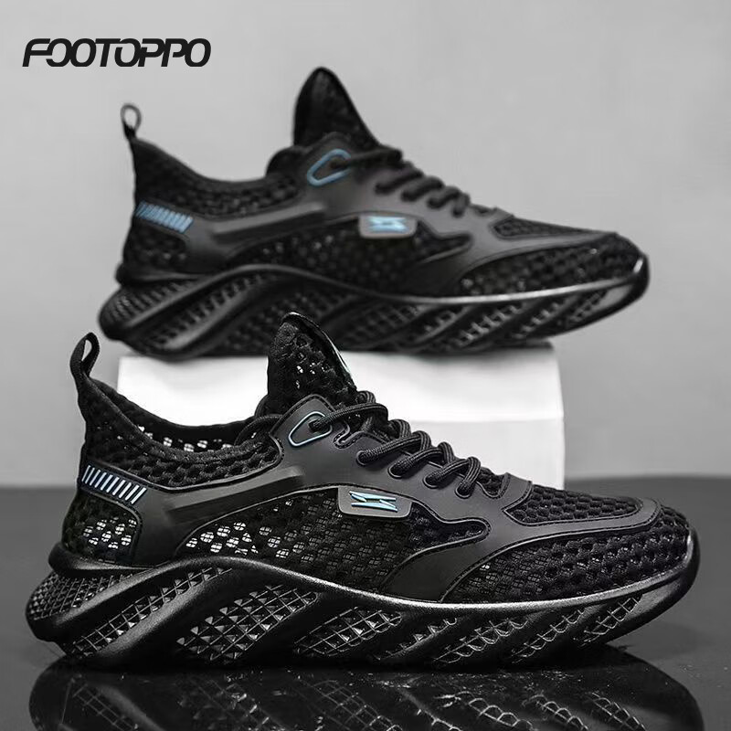 FOOTOPPO Mesh Sports Casual Shoes for Men, Summer Breathable Mesh Shoes, Non-Slip Hollow Mesh Thin Shoes for Men in Summer