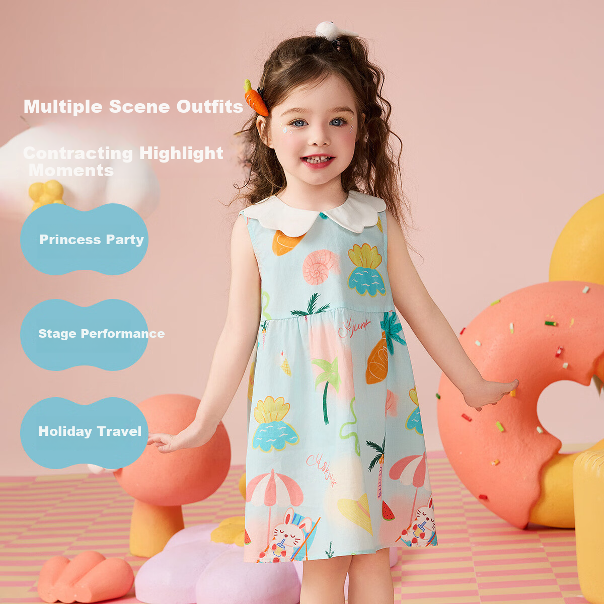 ASK JUNIOR Summer Children's Dress, Summer Toddler Vacation Dress, Girls' Sleeveless Tank Dress, Princess Dress 3