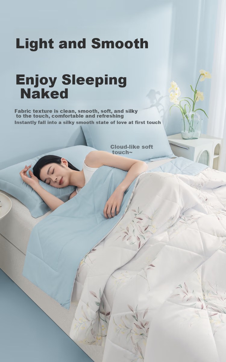 JD Original Ice Silk Summer Quilt, Class A Cooling Air Conditioning Comforter, Skin-Friendly Soft Smooth Machine Washable, 200*230cm, Qingfeng Yeying 7