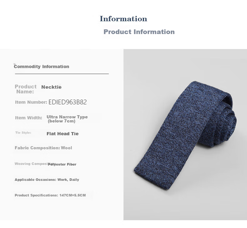 Goldlion Men's Korean-Style Knitted Wool Slim-Fit Casual Knitted Tie, Medium Blue-55, 000 4