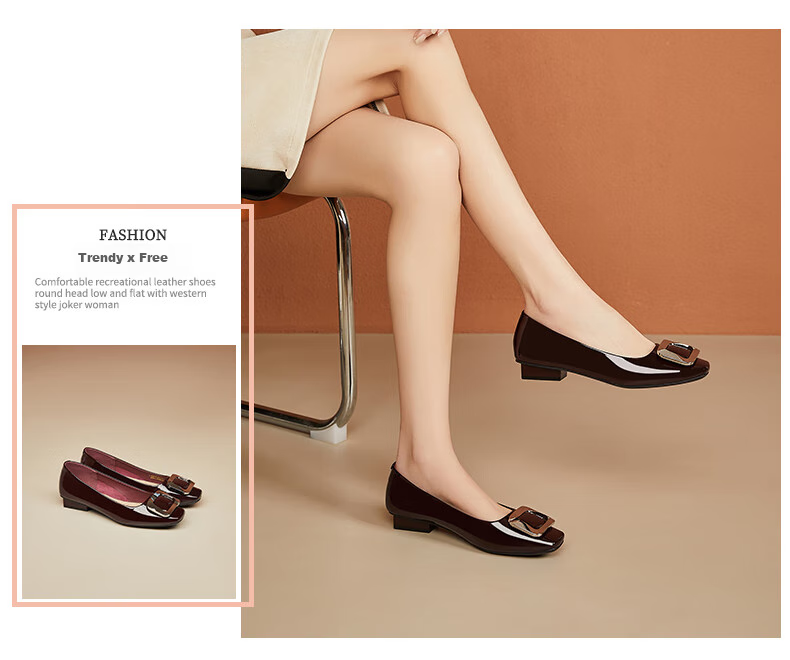 DAPHNE Square Toe Low-Cut Women's Shoes, Low Heel, Suitable for Work with Skirts, Casual Soft Sole, Small Heel Women's Shoes, Beige, Size 37 9