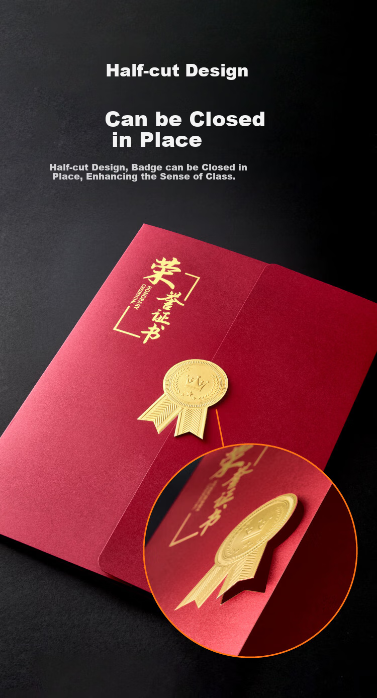DSB (Dishibi) A4 European Three-Fold Honor Certificate, Award Certificate, Presentation Certificate, Diploma Certificate Cover, Red, 5-Pack [With 10 Inner Pages] 050879 4
