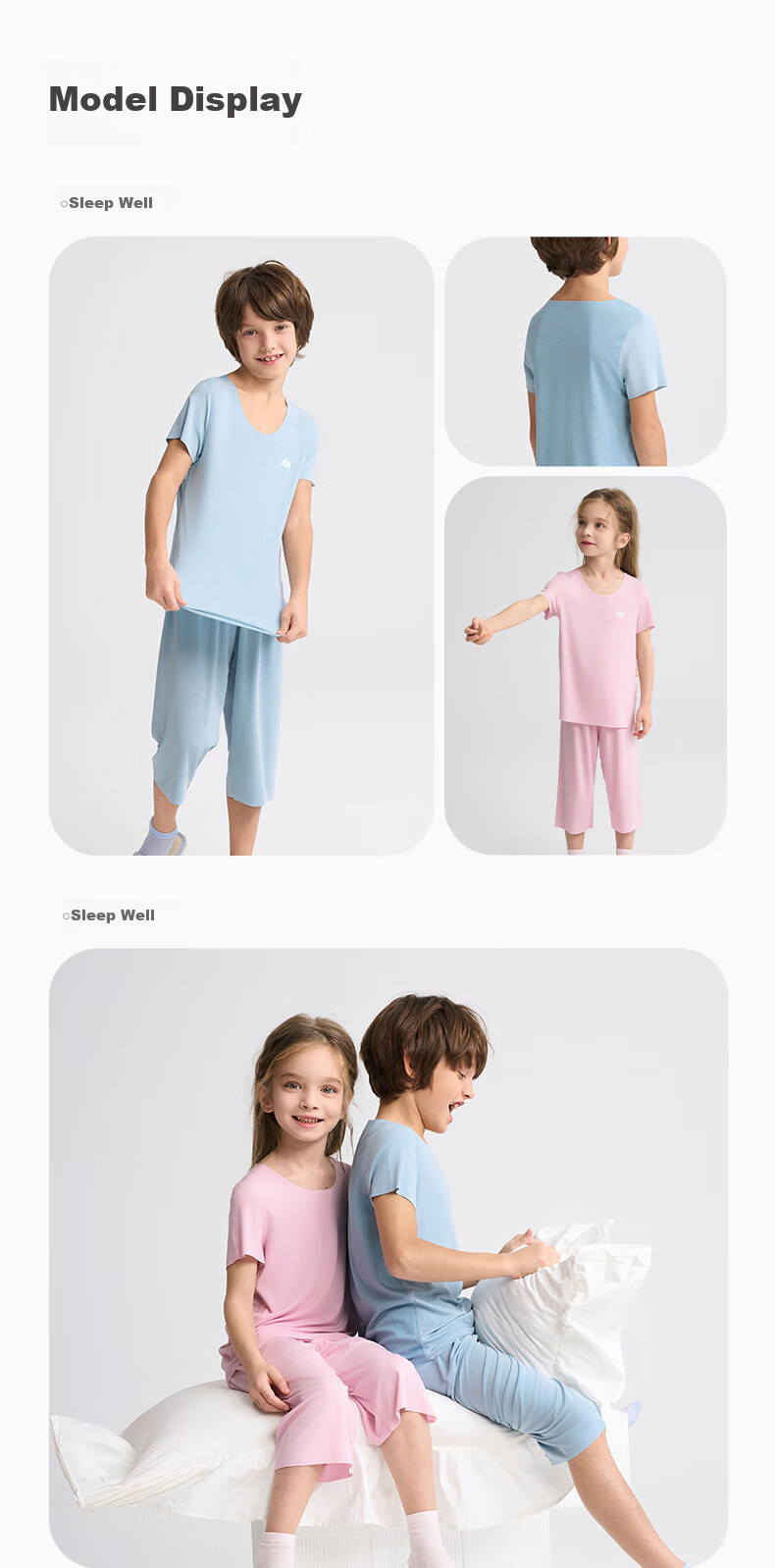 AIMER KIDS Sleepwear for Boys And Girls, Parent-Child Moisture-Wicking Antibacterial Pajamas Mesh Home Set, Girls' Sweet Dreams Pink, 130 9