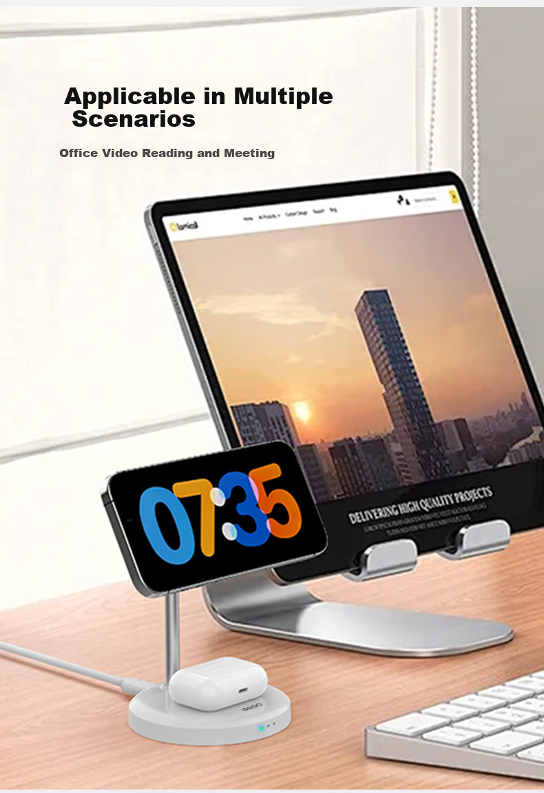 GDGO Two-In Wireless Charger, MagSafe Magnetic 15W Fast Charging Stand for Phones And Earphones, Desktop Vertical Charging Base Compatible with Apple IPhone 18 Pro Max/17/Air, Qi 2 Compatible 8