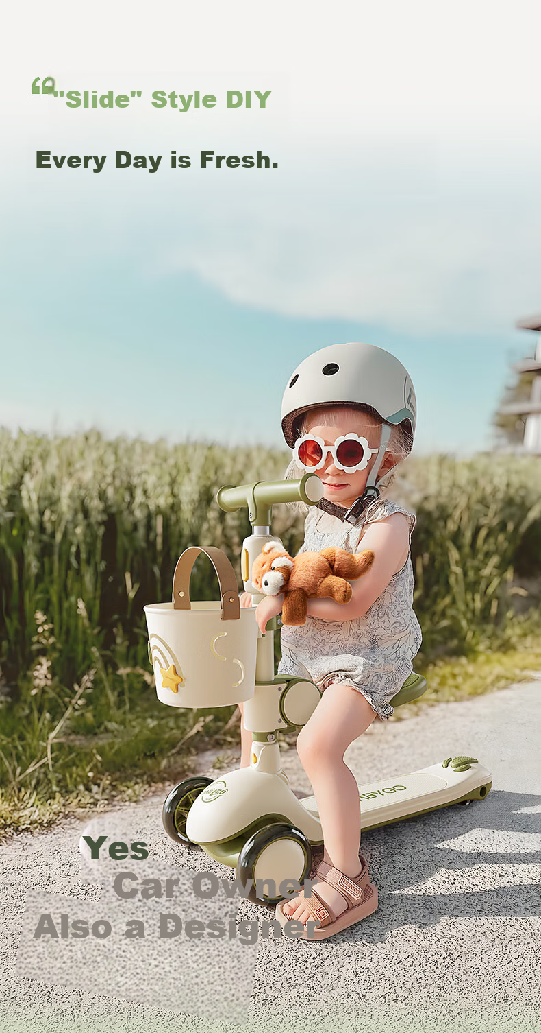 BG-BABYGO Children's Scooter for Ages 1-3 Toddler Learning Walker Balance Bike First Birthday Gift Baby Stroller Toy Two-I 1