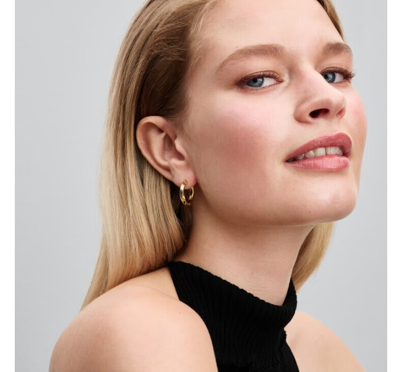 PANDORA ESSENCE Sand-Textured Circular Hoop Earrings, Gold Texture, Simple Design, Birthday Gift for Girlfriend 2