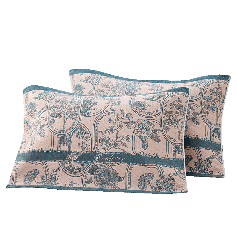 Grace 7A Antibacterial Four-Layer Breathable Extra Large Thick Gauze Pillowcase, Qinghuan-Blue, 78*52cm, One Pair