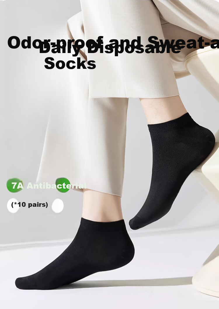 MiiOW 10 Pairs Disposable Socks for Men, Spring And Autumn Travel Business Trip Daily Disposable Socks, Men's Cotton Socks, Lazy No-Wash Short Socks 1