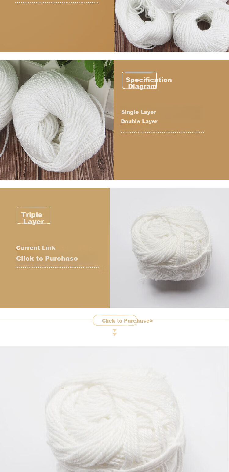 Xinfax Handmade Cotton Rope Twine Thick Cotton Rope White Ball All-Cotton Zongzi Wrapping String Crab Tapestry Weaving Three-Strand Braided Thin Rope One Ball 2