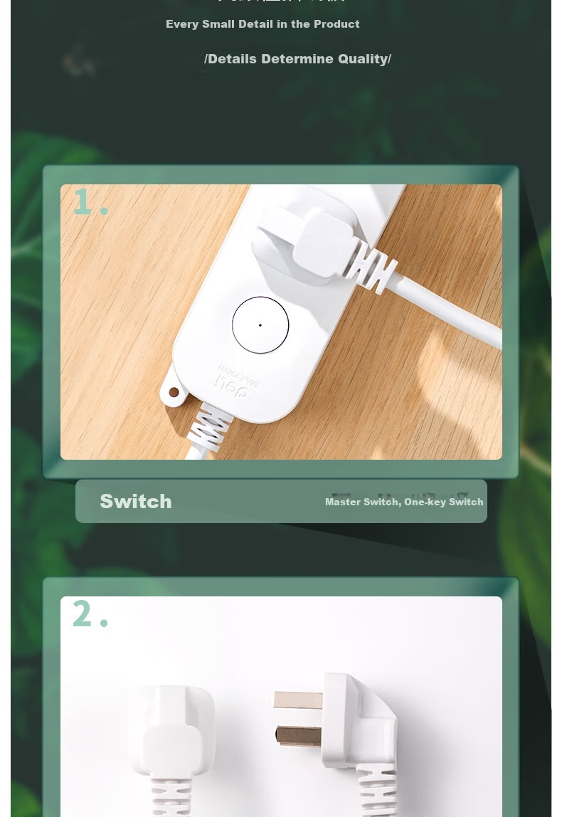 Deli 33912 (1.8) Elegant White Series New National Standard Safe Power Strip/power Bar/power Board/power Extension Cord, Master Switch, 3 Outlets, 1.8 Meters, 33912 10