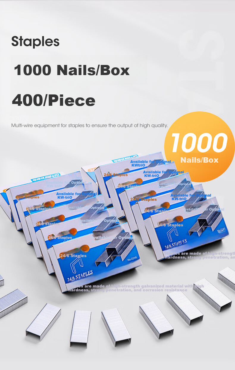 KW-Trio Small Size No. 10 Staples, 0100 Staples with Strong Penetration And Corrosion Resistance, 10 Boxes Can Staple 2-15 Pages 2