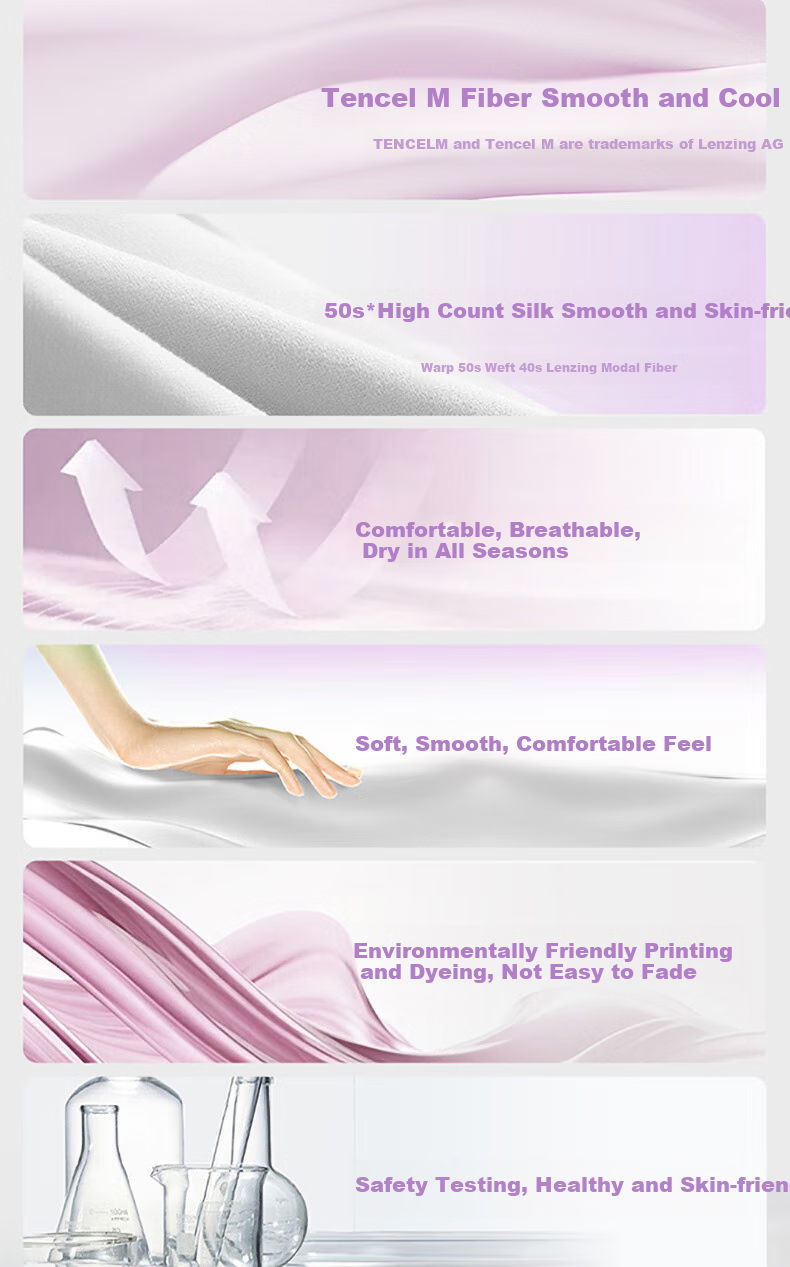 LOVO Luolai Shenghuo Tencel Three-Piece Set, 100% Tencel Cool-Touch Silky Smooth, 150*215cm, Pink, for Student Dormitory 2