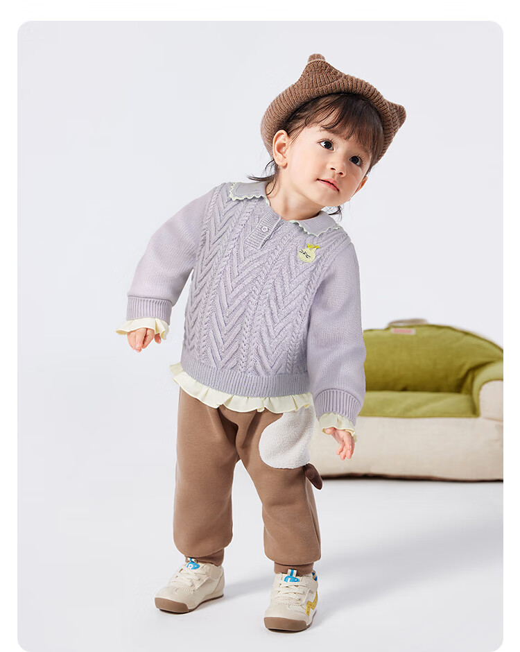 Balabala BalaOne Girls' Sweater Children's 2025 Winter Knitwear Baby Knit Sweater Sweet 208425103001 5