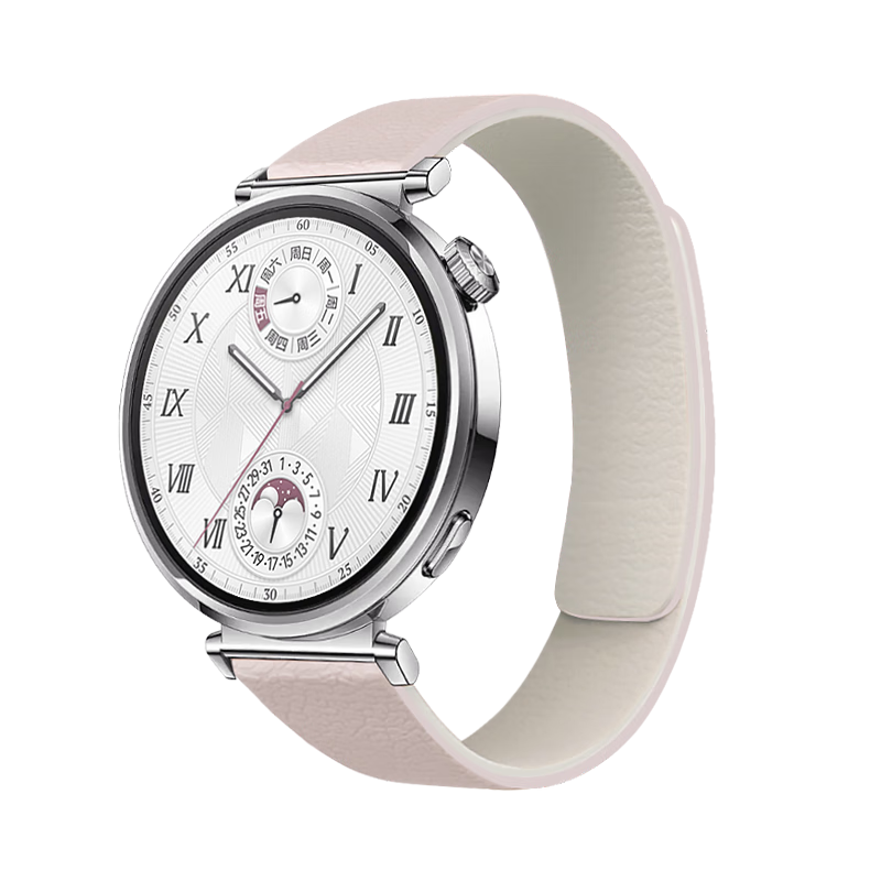 MSSM Compatible Huawei Watch Band GT6/6pro/5/5pro/watch5/4pro/gt4 Magnetic Silicone Strap Litchi Pattern Wristband [Oxford Pink with Starlight] 18mm