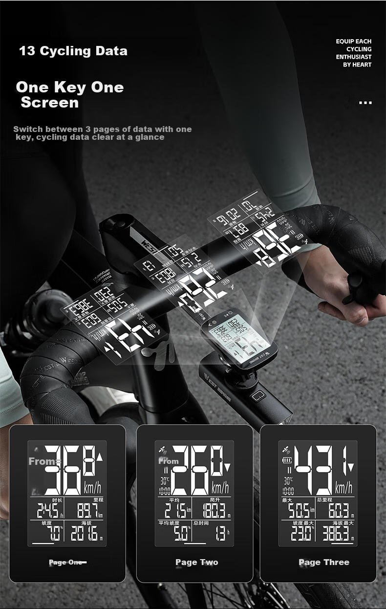 WestBiking XQ2 Road Bike Bicycle GPS Smart Wireless Computer, Quick Connection Mountain Bike Odometer Cycling Equipment 10