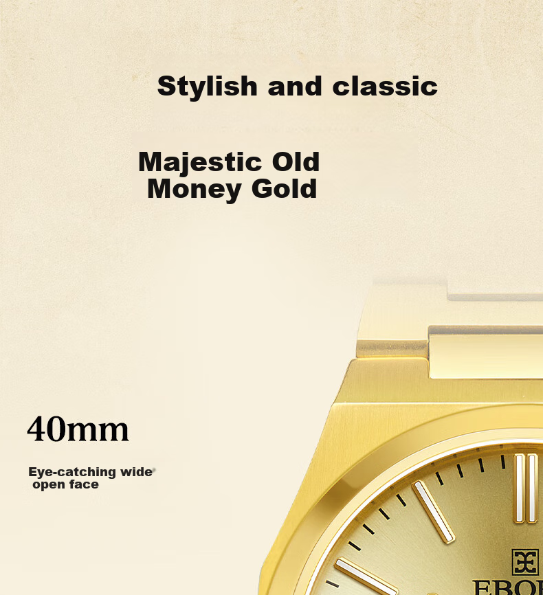 EBOHR Men's Master Series Gold Automatic Mechanical Wristwatch, Birthday And Holiday Gift, 51845918 3