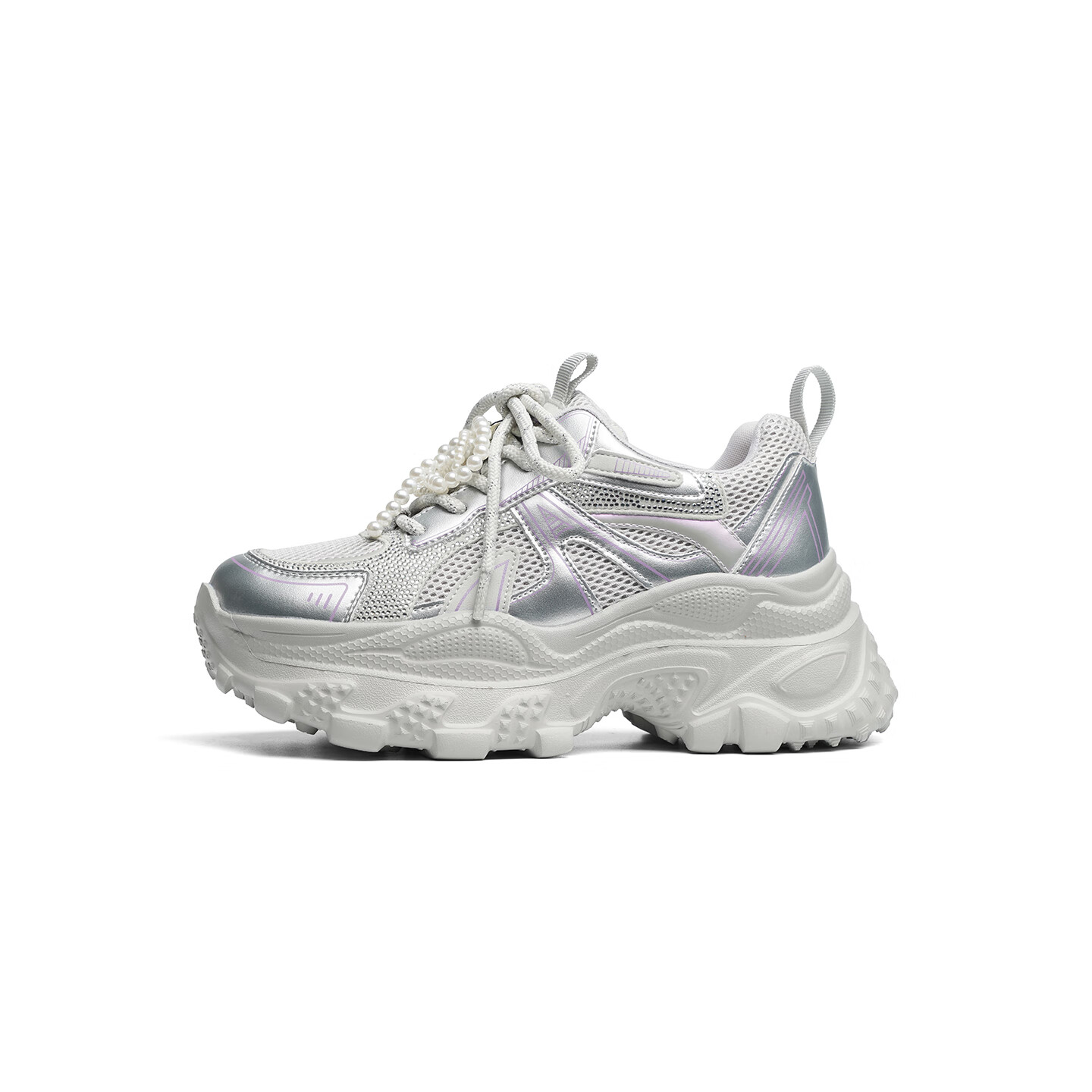RED DRAGONFLY Chunky Sneakers for Petite Women, Thick-Soled Height-Increasing Mesh Shoes, Lightweight Casual Shoes WTB35258 Gray/Purple 40