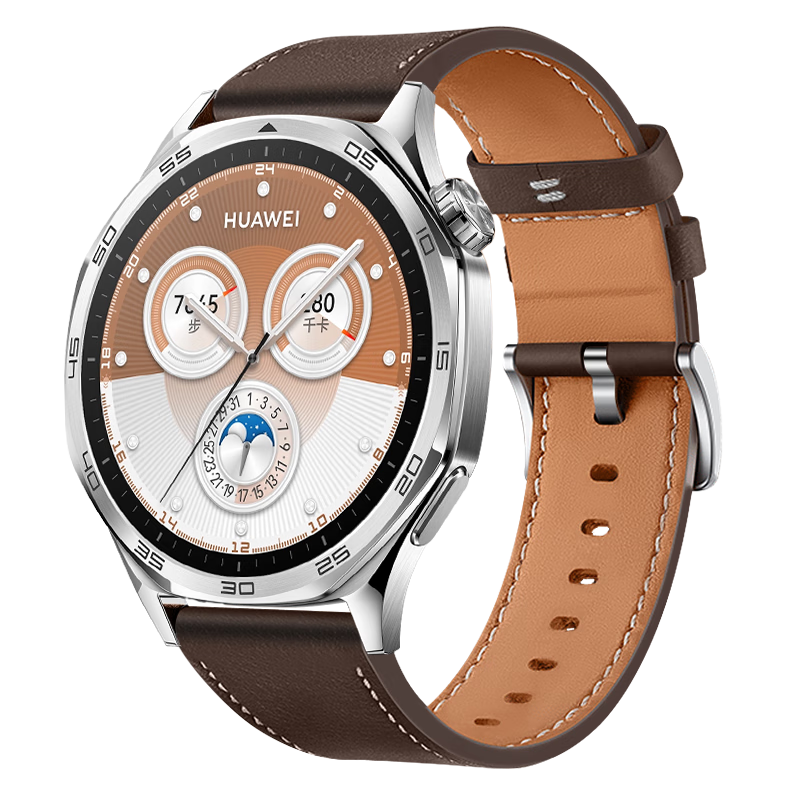 Weiqiantu Genuine Leather Watch Strap for Huawei Watch GT6/GT5/5 Pro/GT4/WATCH5, Fashionable Unisex 41/42mm, 18mm Interface, Coffee Color