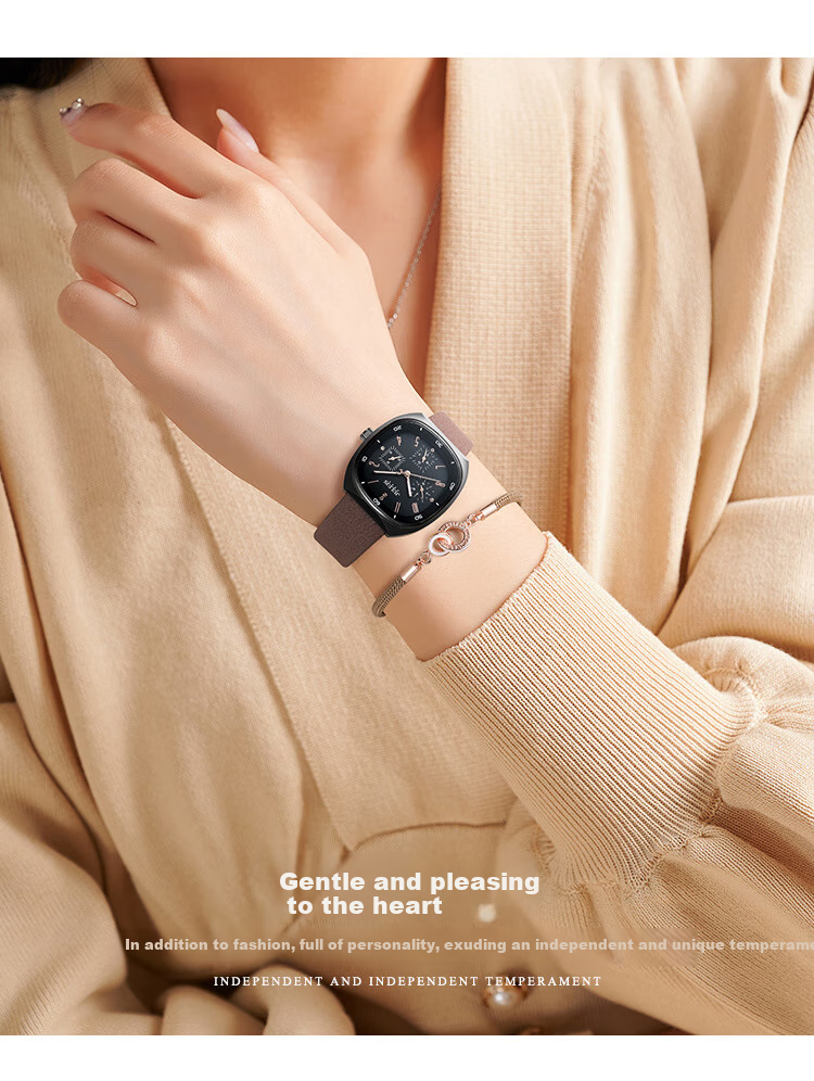 Julius Ladies' Gift Box Multifunctional Six-Dial Elegant Waterproof Quartz Watch for Women And Students, Black Coffee MGSL-1443C 3
