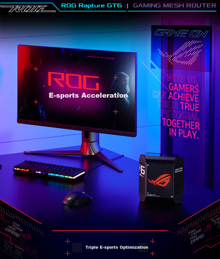 ROG [Renewal Subsidy] ROG Cube Tri-Band 10 Gigabit Gaming Distributed Parent-Child Router | Whole-House WiFi 6 Set, Gigabit Wireless Aimesh Flexible Routing System 11