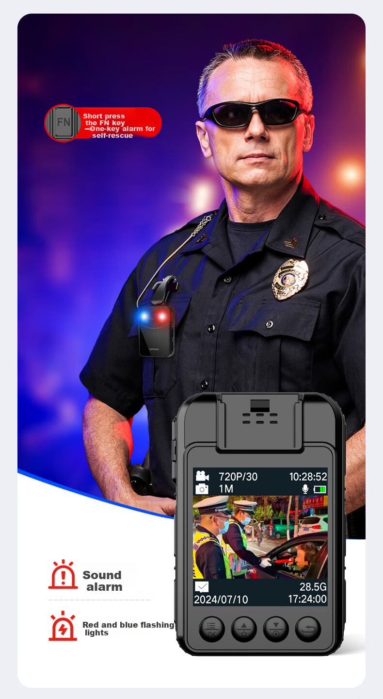 Lenovo Body Camera, High-Definition Mini Portable Chest-Mounted Audio And Video Recorder, Evidence Collection Camera DSJ-2Z 128GB 10