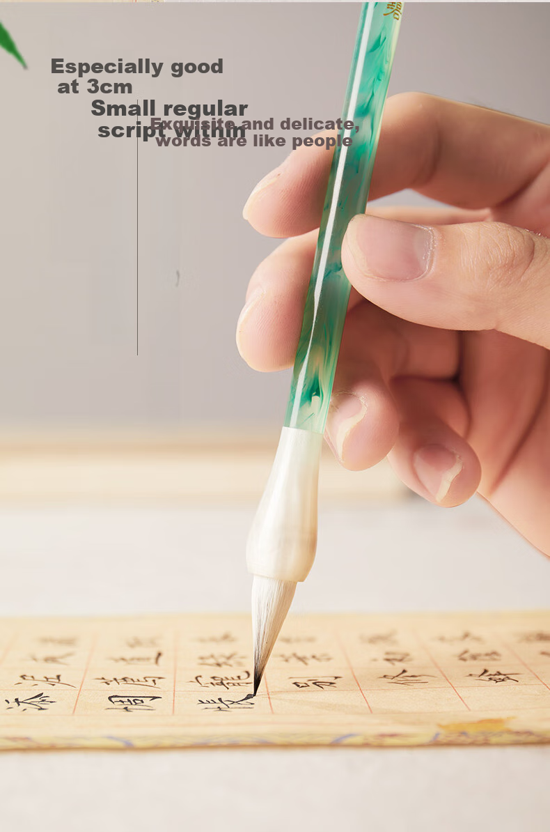 Liupintang Professional Small Regular Script Brush for Calligraphy Beginners, Mixed Wolf And Goat Hair Practice Brush Set for Chinese Painting, Regular Script, Running Script, Calligraphy Kit for Adults, Soft Brush, Slim Gold Script [Liufang] 6