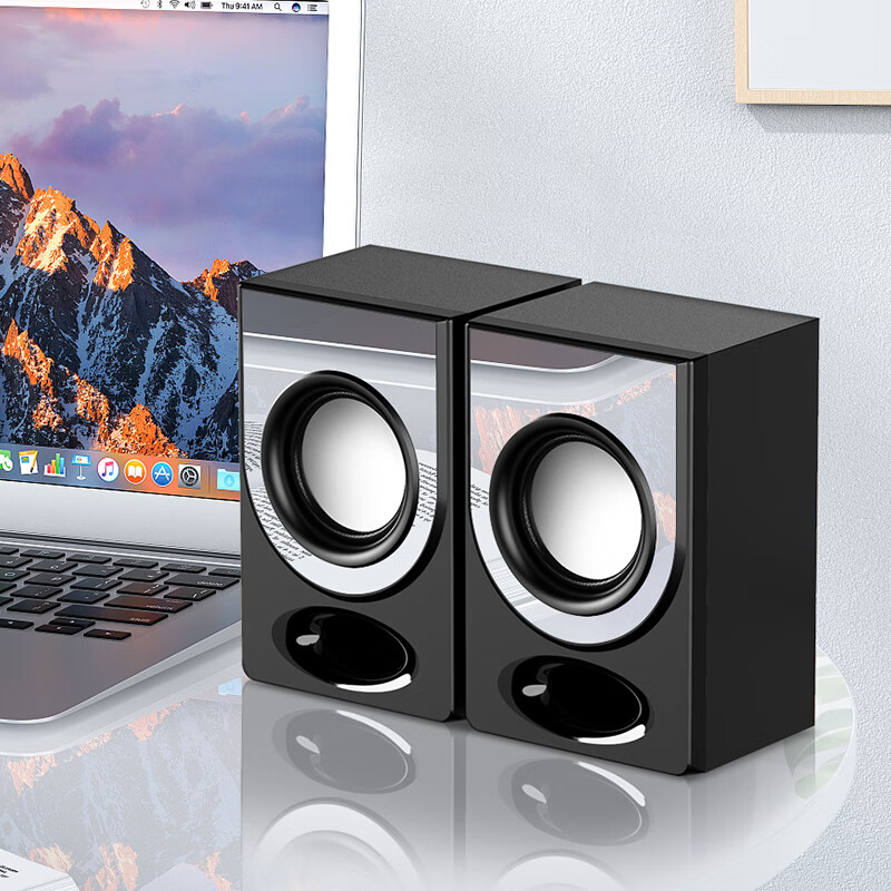Soaiy 2.0 Active Wooden Speaker Desktop Computer Speakers Multimedia Audio Laptop Home Desktop Small High-Quality Subwoofer Pair SD-10 Mirror Versio