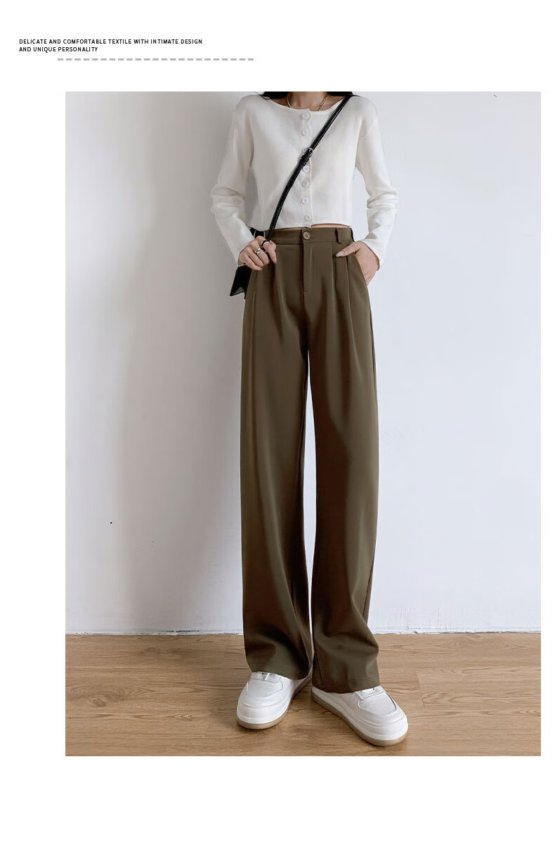 LangSha Women's Suit Pants Spring Autumn 2025 New Draped Casual Versatile Office Workwear Slim Straight Wide-Leg Trousers 17