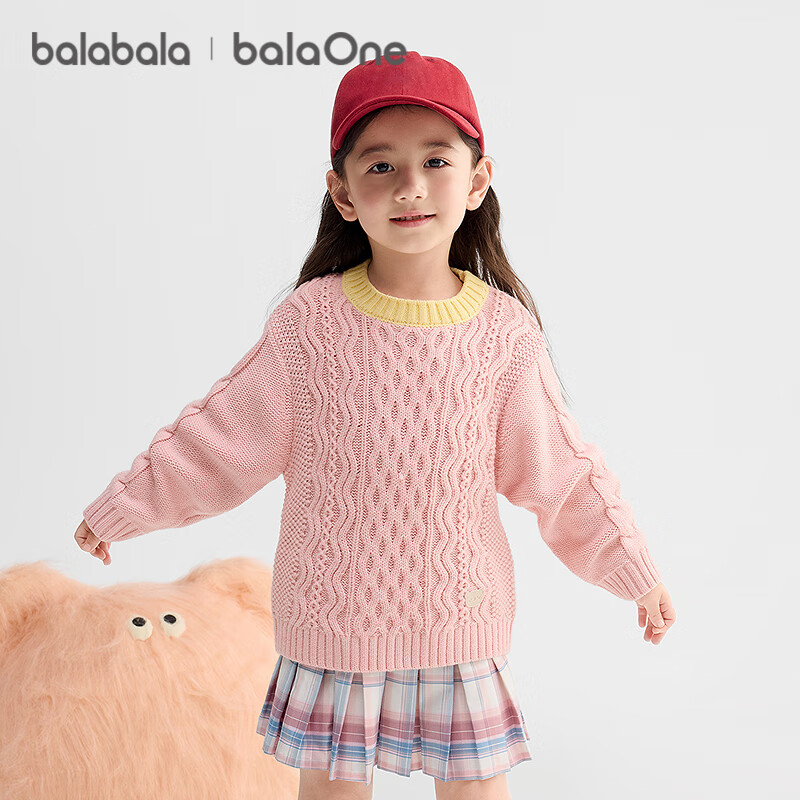 BALABALA balaOne Girls' Sweater 2025 Winter Cable Knit Pullover Boys' Baby Knitwear 208425103206