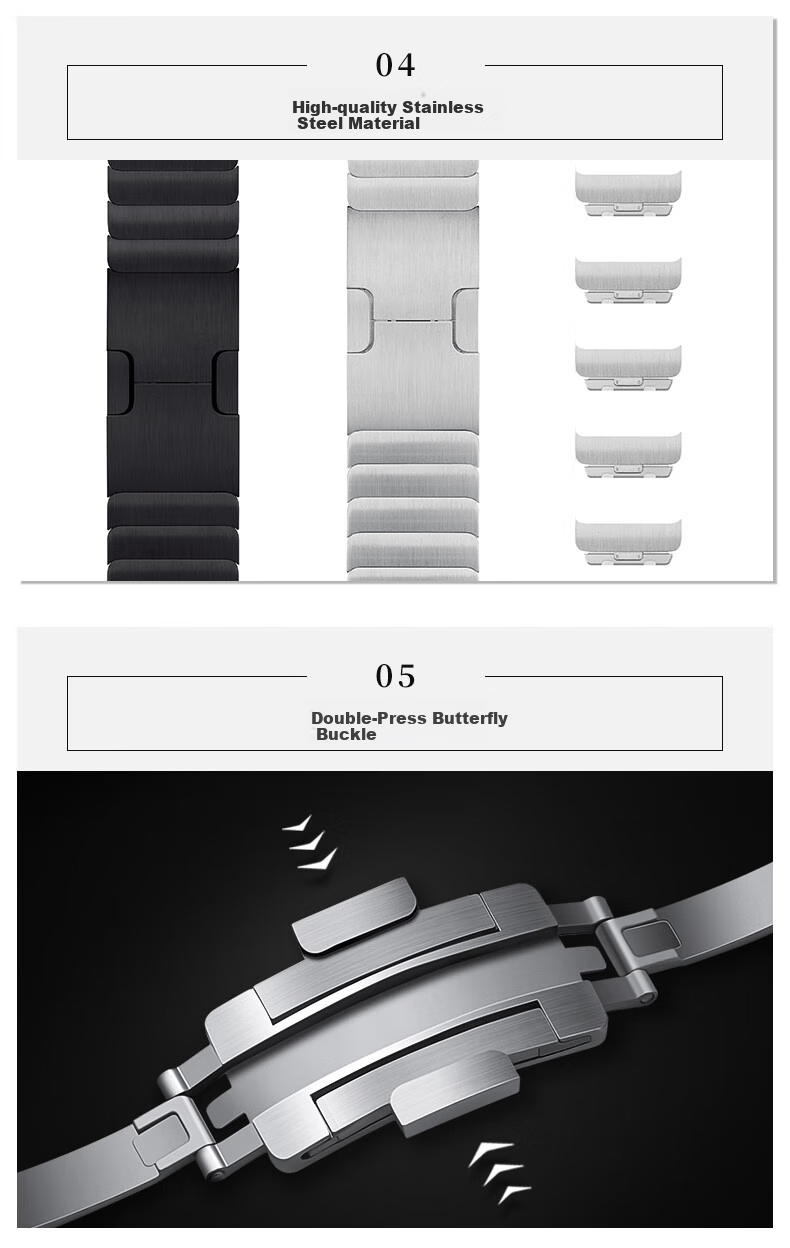 BHO Compatible New Apple Watch Band, Metal Chain Strap for Apple Watch S12/S11, Stainless Steel Watchband for IWatch S10/9/8/SE3/Ultra4/3 7