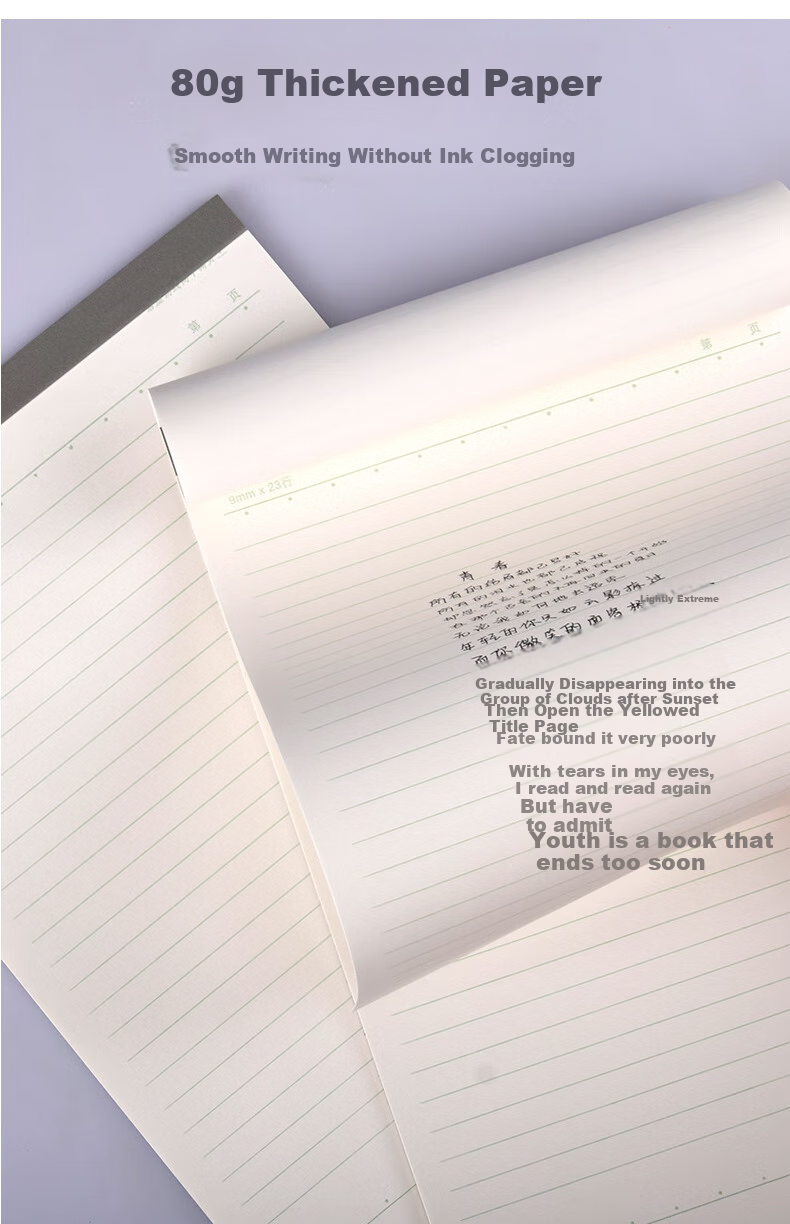 KAISA 16K/30 Sheets Lined Exercise Paper, 3-Pack, Green Single-Lined Writing Pad for Composition Practice And Letter Writing, Elementary to High School Student Notebook Paper 4