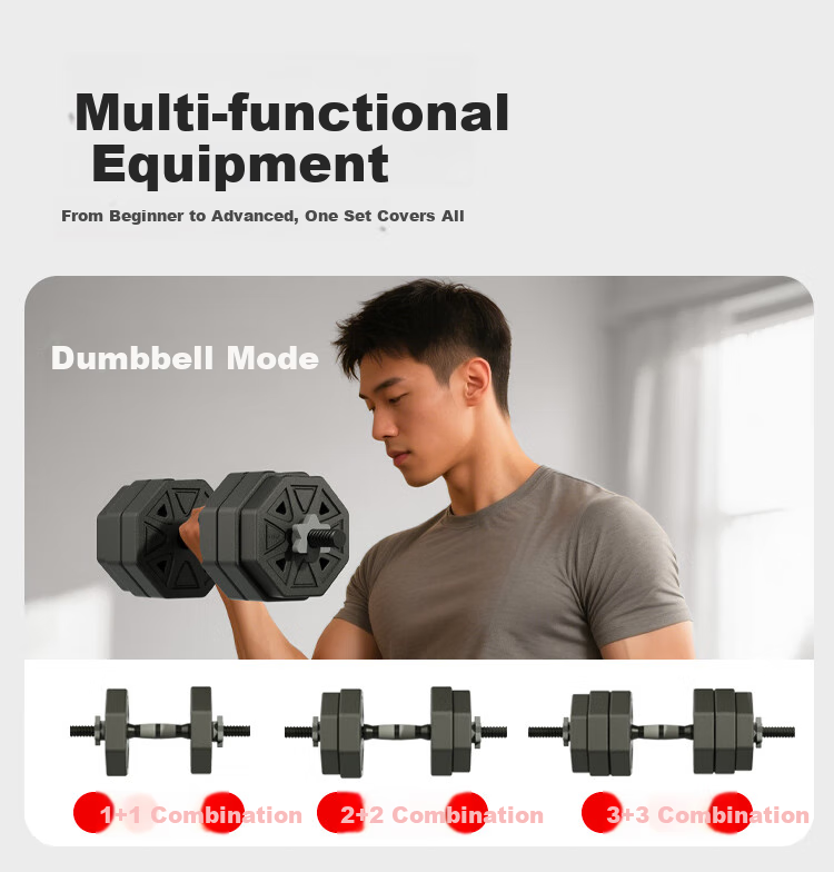 JD Original Dumbbell And Barbell Set, 40KG Adjustable Detachable Octagonal Stable Model 3