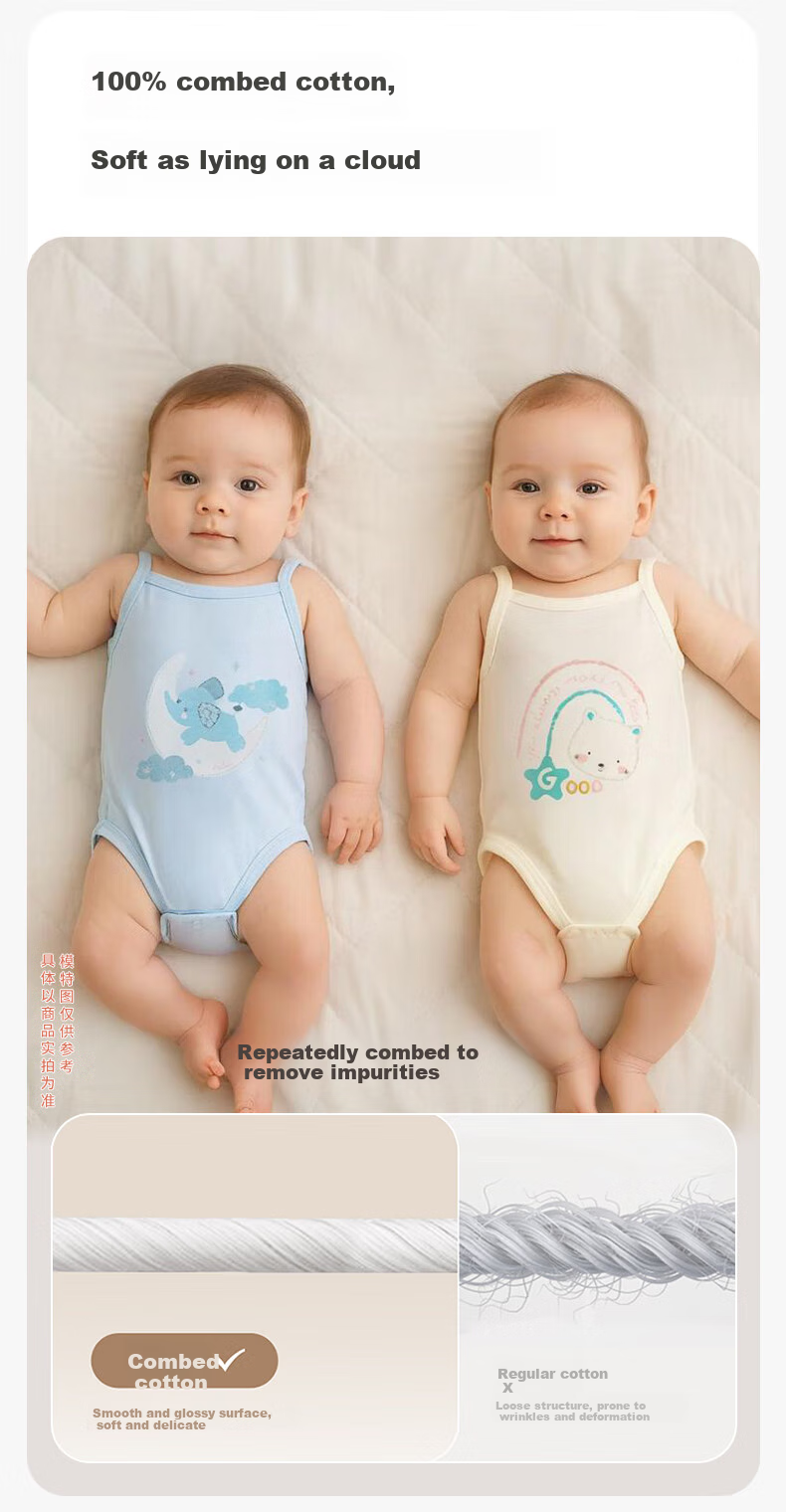 Babyprints Infant Romper 2-Pack, Newborn Pure Cotton Sleeveless Bodysuit, Baby Summer Thin Onesie, Bear Animal Pattern, Size 66 2