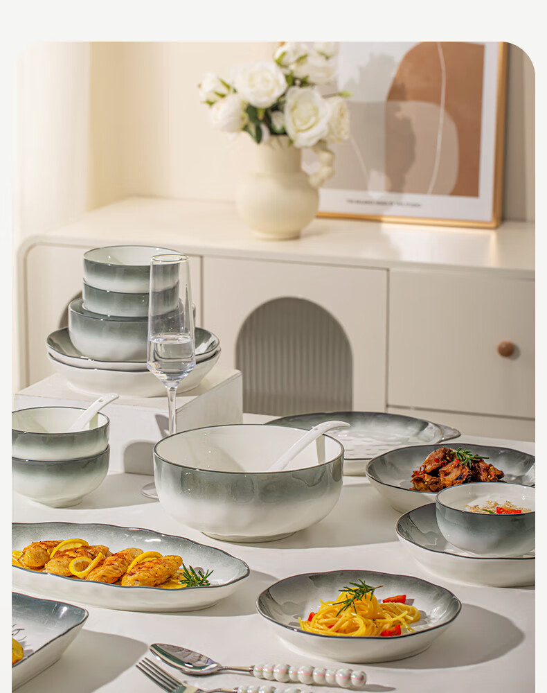 Mornenjoy Underglaze Color Bowl And Plate Set, Home Use, 2026 New High-Quality Tableware Set, Housewarming Gift 3